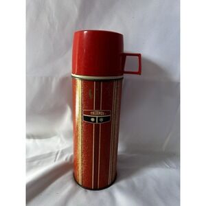 Vintage 1969 King Seeley Thermos‎ Red Stripes No. 2210 with Cup Stopper Filler